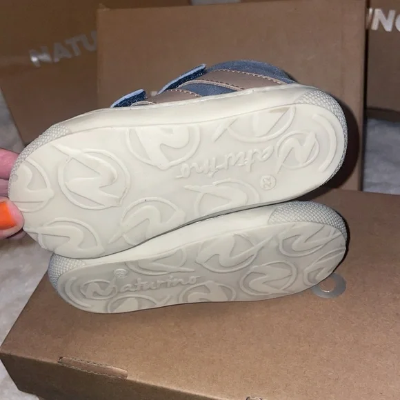 NWT NATURINO MACKS VL Boys First-steps Leather and Suede Shoes in Blue - Picture 15 of 15